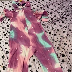Cat & Jack Unicorn Hooded Footie - Pink and Mint